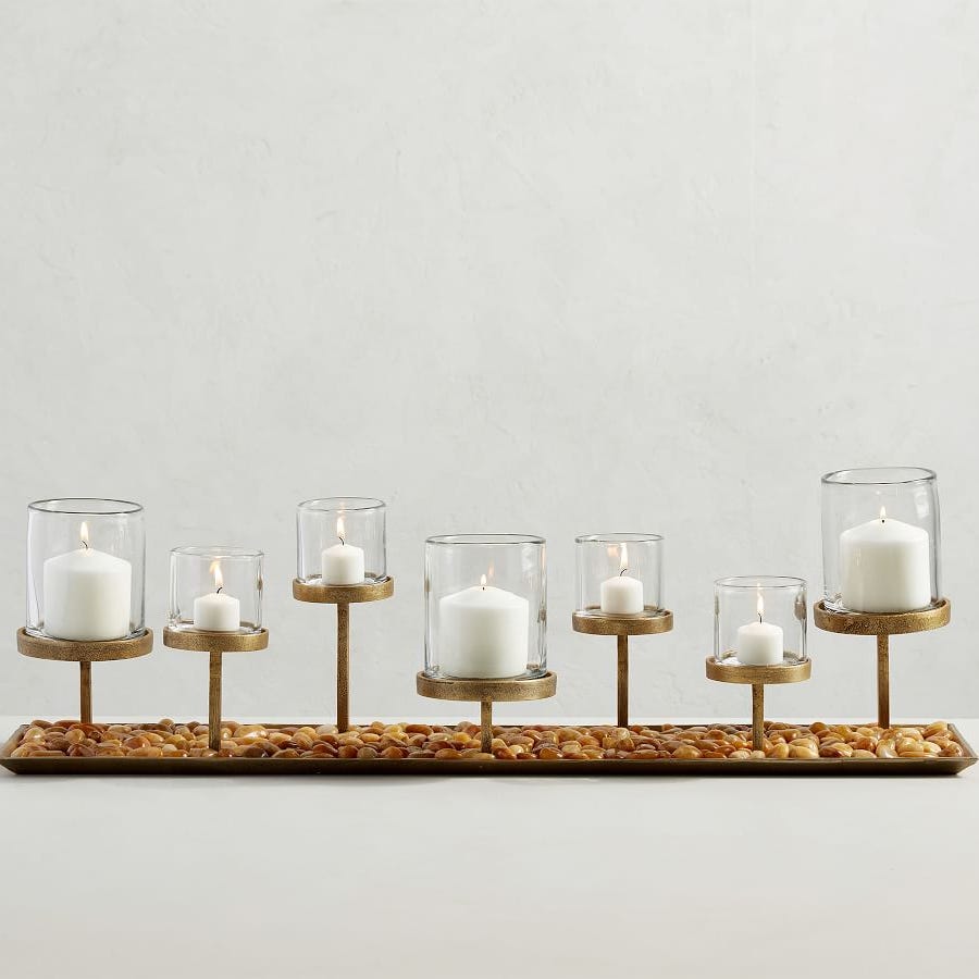 Draper Brass Pillar Candle Centerpiece